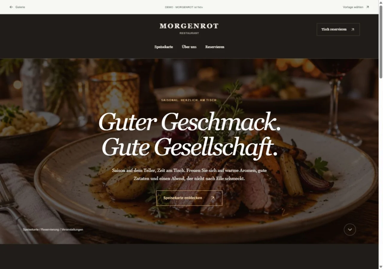 Webseiten-Vorschau MORGENROT – Restaurant